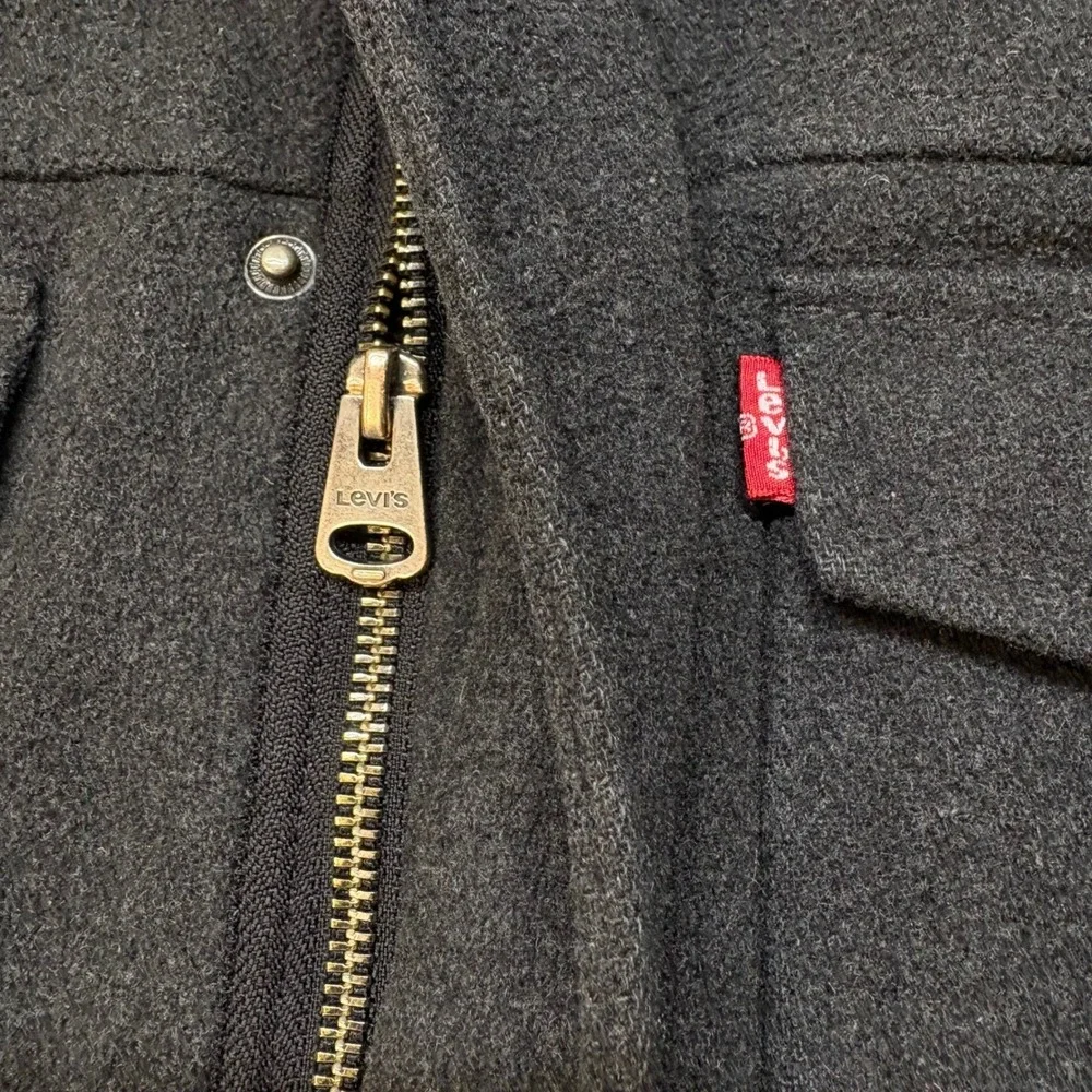 Levis Mens Wool Blend Hooded Field Jacket Charcoal Grey XXL Military Chore‎ Coat